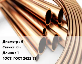 Труба латунная 6 s=0.5 L=1 ГОСТ: ГОСТ 2622-75
